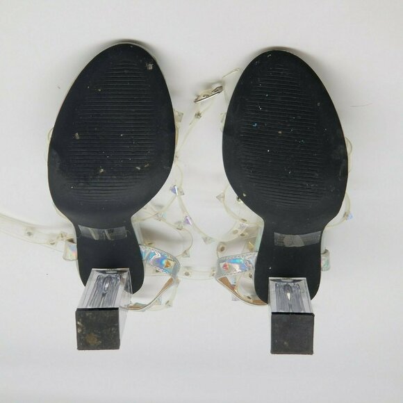 Cape Robbin Maria 37 Womens‎ Clear Lucite Perspex Studded Strappy Heel Size 8.5M - Picture 6 of 6
